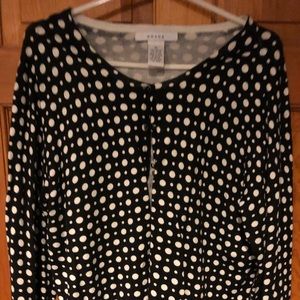 Sweater, black, white polka dots, waist length